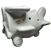 Wholesale - Grey Ceramic Airplane with Cut Out Stars and LED Lighting C/P 6, UPC: 634894095202